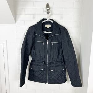 Michael Michael Kors Black Quilted Zip Front Puffer Jacket Size S
